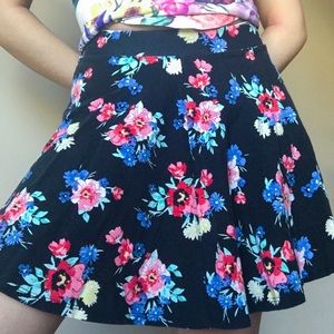SO Black Floral Summer Skater Skirt